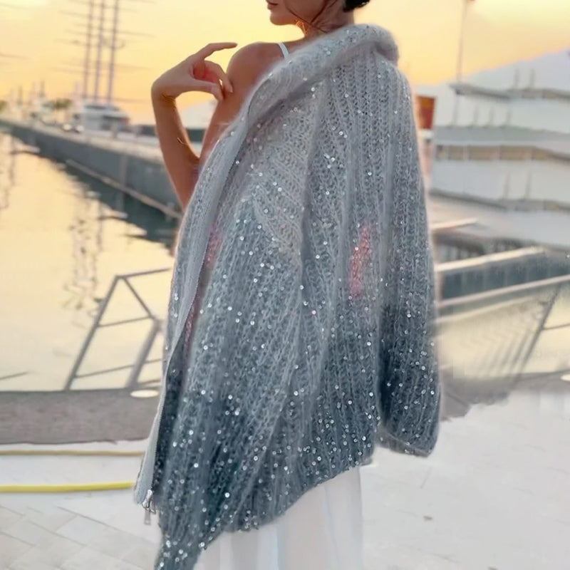 Sweater strikket med ensfarvede glimmer